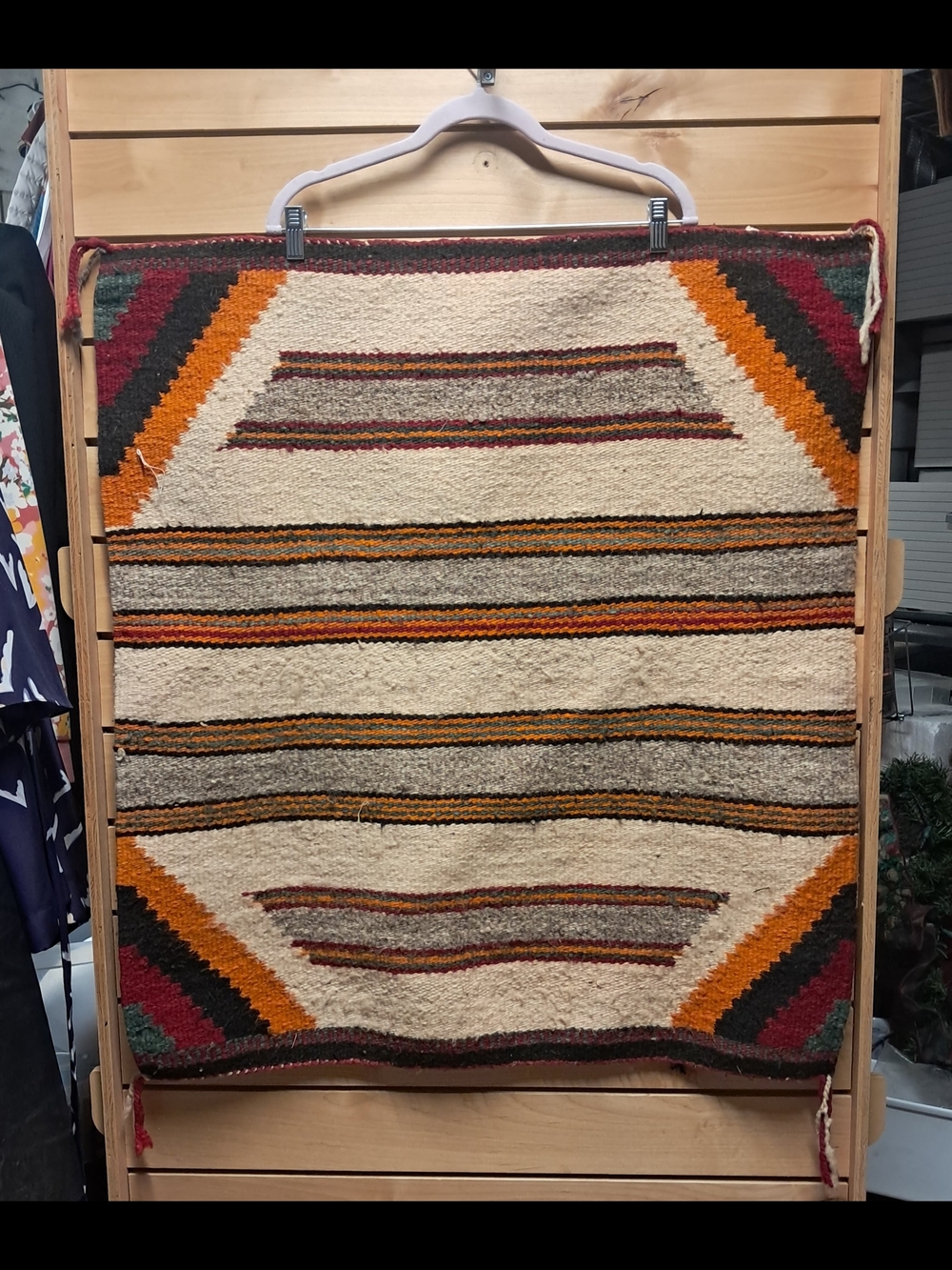 Vintage Navajo Handwoven Southwestern Single Saddle Blanket 29" X 33.5"